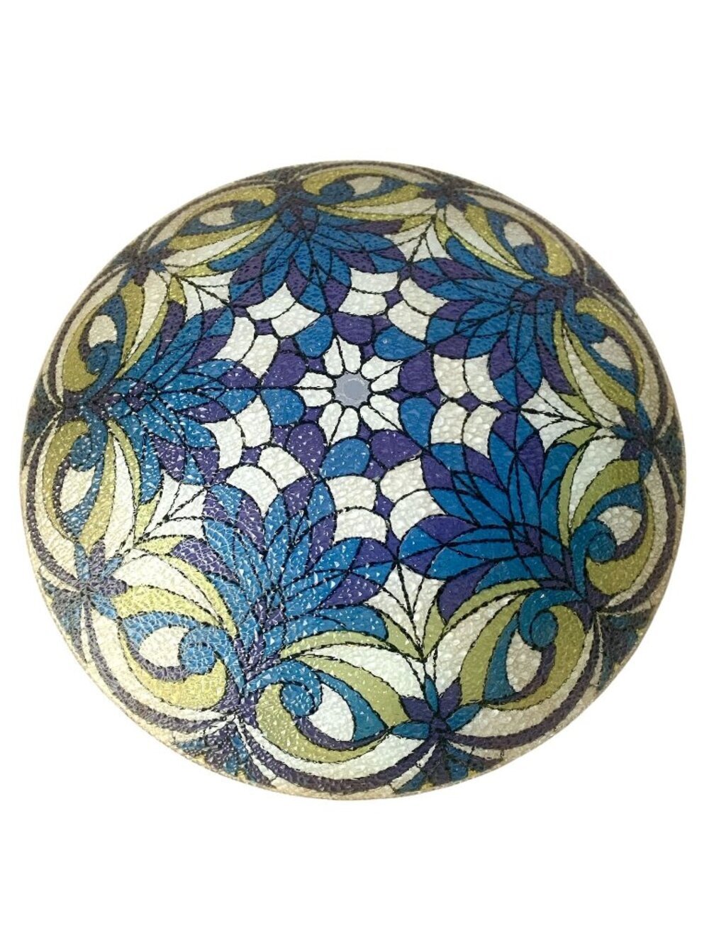 Vintage Large Stained Glass-Style Pattern Textured Glass Ceiling Light Shade Flo